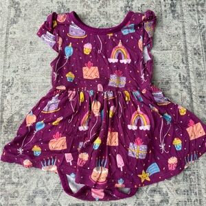Little Sleepies Purple Birthday Wishes Twirl Dress with Bodysuit 18-24 Months